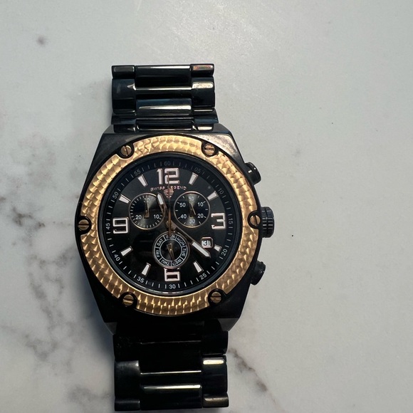 Swiss Legend Black and Gold Men's Watch - Picture 1 of 5